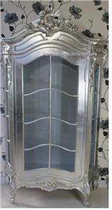 An Ornate Silver Leaf Display Cabinet Also In Gold Leaf