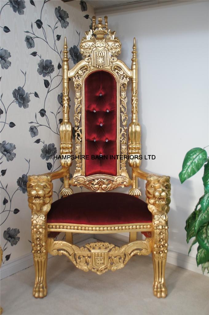 A GOLD LION KING THRONE CHAIR Choice of Fabrics with