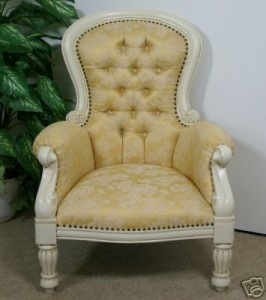 Antique White and Gold Arm Chair