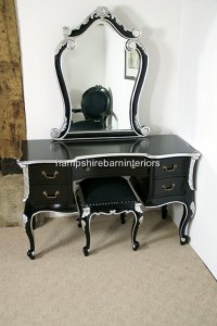 The Charles Dressing Table and Stool in Black and Silver