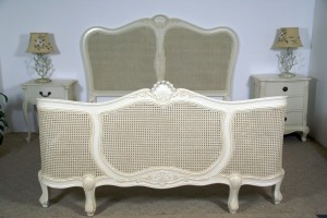 French White Rattan Bed