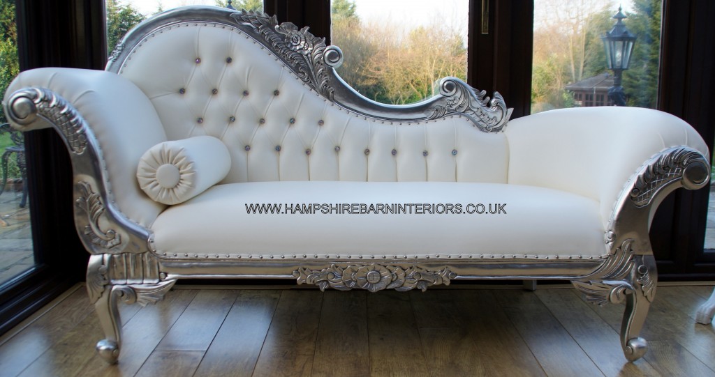  left-handed-silver-ornate-chaise-white-faux-leather-crystal-buttons
