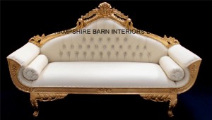 catherine wedding sofa gold leaf and faux leather with crystal buttons