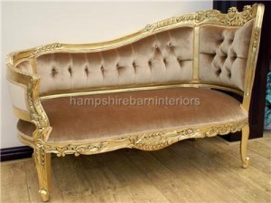 chaise longue or love seat in gold leaf finish 