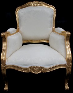 GOLD AND IVORY GOLD LEAF ARM CHAIR WING BACK 