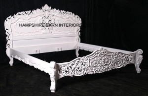 antique white french Rococo bed 