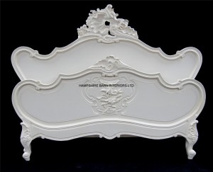 antique white chateau louis style bed ornately carved