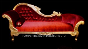 gold large ornate hampshire chaise longue red velvet by hampshire barn interiors