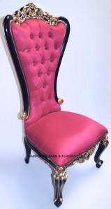A 1 FUCHSIA PINK CHAIR DINING THRONE BLACK AND GOLD BAROQUE