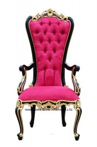 A 1 FUCHSIA PINK ARM CHAIR DINING THRONE BLACK AND GOLD BAROQUE