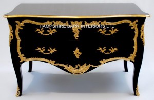 A BLACK DUBOY BAROQUE FABULOUS FRENCH REPRODUCTION LOUIS XVI ROCOCO COMMODE