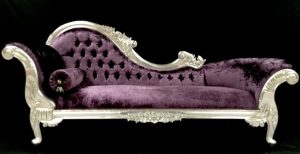 LARGE SILVER LEAF AND PURPLE HAMPSHIRE CHAISE 