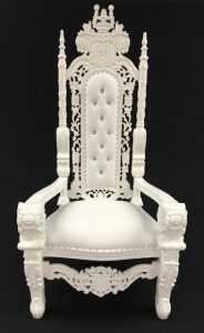 ROSE CARVED THRONE CHAIR WHITE CRYSTALS 