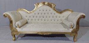 Large wedding sofa gold leaf ivory cream fabric 