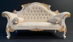 charles sofa double end chaise white / gold 